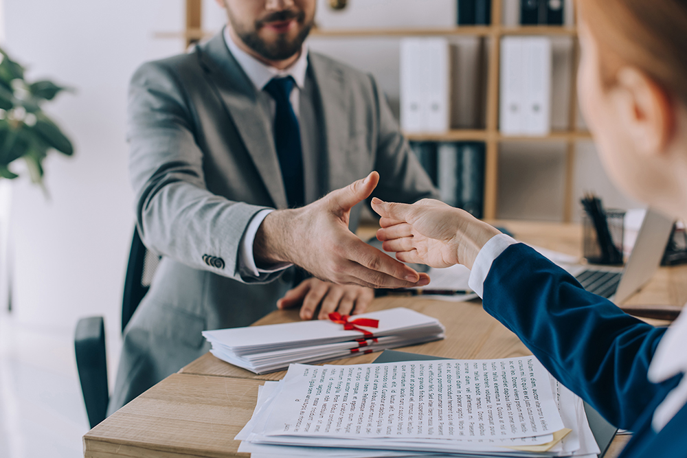 Two Business Professionals Shaking Hands